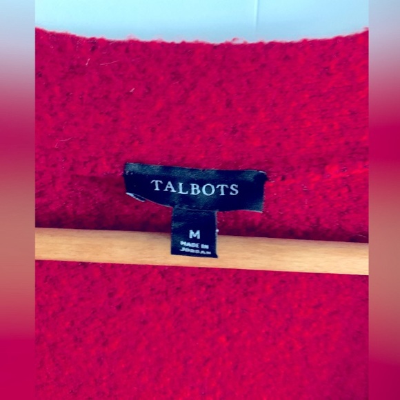 Talbots Jewel Button Cardigan Women’s M Red V-Neck Wool Alpaca Stretch - Picture 4 of 5